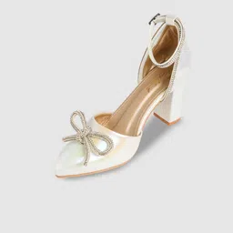 PURPLEHUNT Women Block Heeled Mules with Bows image 2