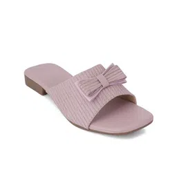 SAPATOS Women Striped Open Toe Flats with Bows image 2