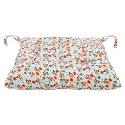 Kuber Industries White Set of 4 Floral Microfiber Chair Pads image 3