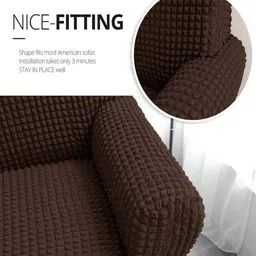 cortina Brown Polyester Stretchable 2 Seater Sofa Cover image 3