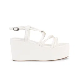 Shoetopia Strappy Open Toe Flatform Heels With Buckles image 5