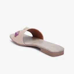 DressBerry Beige Embellished Open Toe Flats image 2