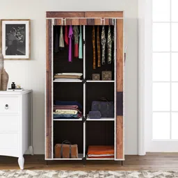 Printed Almirah Foldable closet for Clothes 6 Shelves , 1 Side Pocket (2003-2) PP Collapsible Wardrobe-image-11
