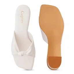 Cogner Women White Solid Synthetic Block Heels image 3