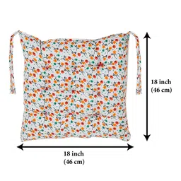 Kuber Industries White Set of 4 Floral Microfiber Chair Pads image 2