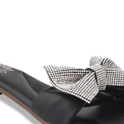 Shoetopia Bow Detail Open Toe Flats image 4