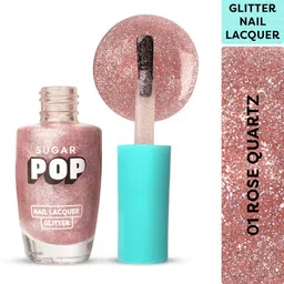 sugar pop Nail Lacquer Glitter 01 Rose Quartz - Quick-drying | Chip-resistant Pink image 1