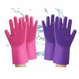 Magic Silicone Hand Gloves for Kitchen Dishwashing & MULTI-PURPOSE USE L16 Wet and Dry Glove Set-image-59