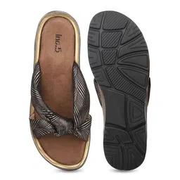 Inc 5 Striped Knot Detail Open Toe Flats image 3