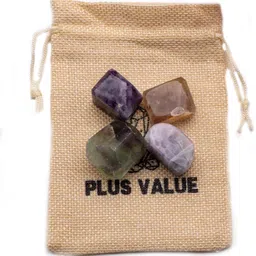 plus value Multi Fluorite Tumbled 100gm in Jute Bag Regular Asymmetrical Crystal Pebbles image 2