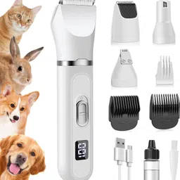 4 in 1 Dog Clippers Shaver Dog Nail Grinder Feet, Ears and Back, Face White Pet Hair Trimmer-image-10