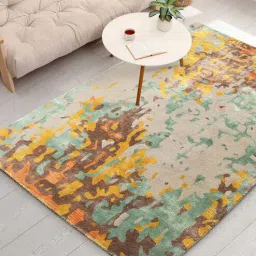 Buy Multicolor Wool and Viscose Abstract 5 x 7 Feet Hand Tufted Carpet by Joyrugs by littlelooms-image-0