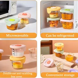 hexoniq 2 Pack 180ml Glass Baby Food Containers - Leakproof Storage Jar with Measurement- Glass image 5