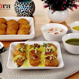 saura Gourmet Square Snacks Plate- Big- 12 Pieces Set (White) Half Plate image 3