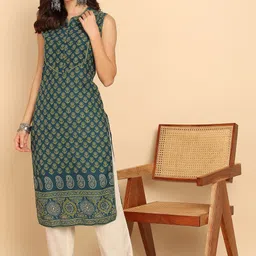vbuyz Women Floral Print Pure Cotton Straight Kurta-picture-30