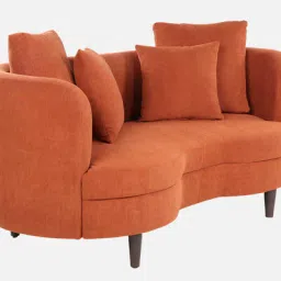casacraft from pepperfry Cresta Velvet Corduroy 2 Seater Sofa In Rust Color image 4