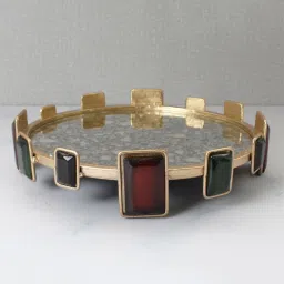 izzhaar Jewelled Crown Gold Glass & Resin Appetizer Platter image 1