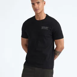 flying machine Men Printed Round Neck Cotton Blend Black T-Shirt-picture-12