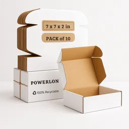 powerlon Corrugated Cardboard Flap Box 7x7x2 inch | Packaging Box for Shipping,Gifts,Cosmetics|Small Ecommerce Packaging Box-picture-19