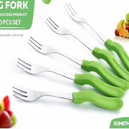 blluex Stainless Steel Mini Fruits Fork Set With Colorful Handle Stainless Steel, Plastic Fruit Fork image 2