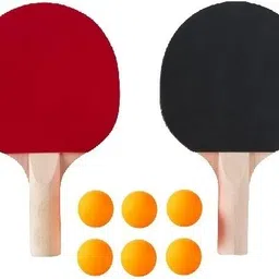 forgesy Table Tennis Racquet with Table Tennis Balls 6 Pcs Red, Black Table Tennis Racquet image 3