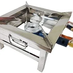 netvull Single Burner Iron Square Round Ring Chulha Canteen Bhatti(12x12x8 inch) Stainless Steel Manual Gas Stove image 3