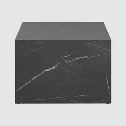 tanush furnitures Auraa Industrial Luxe Block Coffee Table in Light Veined Stone Design in Black Colour image 4