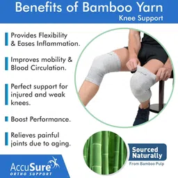accusure Bamboo Yarn 4 Way Stretchable Pain Relief Knee Cap For Running, Gym & Sports Knee Support image 4