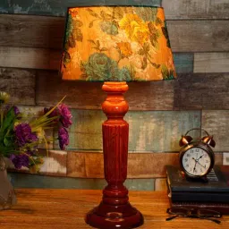 Delmas Yellow & Green Fabric Shade Night Lamp With Wood Base By BrightDaisy-picture-24