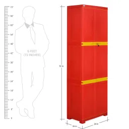 nilkamal Freedom Mini Large Storage Cabinet in Bright Red & Yellow Colour image 3