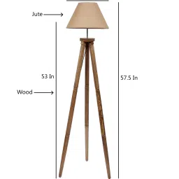 new era Classic Wooden Floor Lamp with Jute Shade (Natural & Beige) image 3