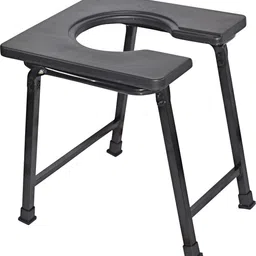 ur care Foldable with anti skid rubber legs black coating iron 80% steel 10% plastic 10% Commode Chair-picture-12