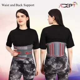adept Waist Back Support Belt LS Support Belt for Back Support for Men & Women, Grey Back / Lumbar Support image 2