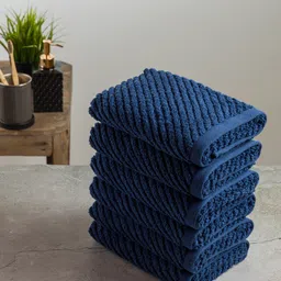 Nautica Set Of 6 Navy Blue Solid Pure Cotton Hand Towels image 2