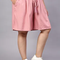 indietoga Solid Women Pink Culotte Shorts image 5