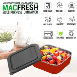 pogon Macfresh Stainless Steel Multipurpose Container Microwave Safe Lunch Box 18cm 1 Containers Lunch Box image 2