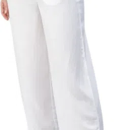 fariza Women Loose Fit White Cotton Blend Trousers-picture-15
