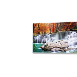 nestroots White Canvas Framed Autumn Cascade Nature's Vibrant Symphony Wall Painting(18X36 Inch) image 5
