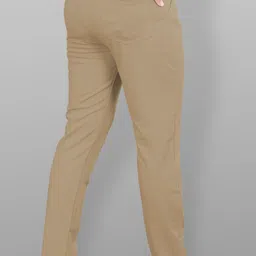 gibbonte Pack of 2 Men Slim Fit Black, Khaki Lycra Blend Trousers image 4