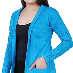 bg online Women Jacket Style Full Sleeve Light Blue, Pink Shrug image 4