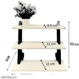 hafsa handicrafts Fruits/Vegetables Kitchen Rack Stylish Red & White 3-Tier Foldable Spice Rack Wood image 3