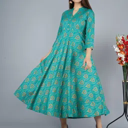 tiropatifab Women Printed Viscose Rayon Anarkali Kurta image 5