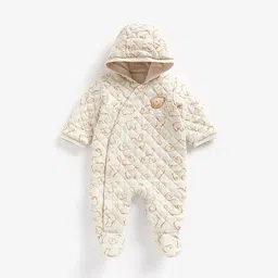 mothercare Infants Conversational Printed Pure Cotton Hooded Sleepsuit-picture-42