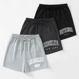ikhlas Pack of 3 Printed Women Multicolor Basic Shorts image 1