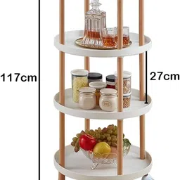lukzer 4-Tier Kitchen Storage Cart with Locking Wheels Trolley (107x47.5cm,Circle) Plastic Kitchen Trolley image 2
