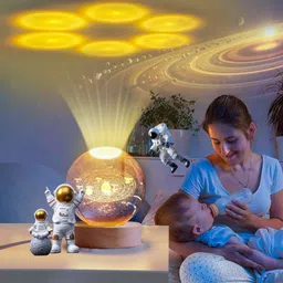 divine creations 3D Solar System Crystal Ball with Wooden LED Base - Ideal Decor for Home Night Lamp image 5