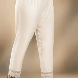 calcutta fashion Women Comfort Fit White Cotton Blend Trousers-picture-21