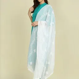 divyam Chiffon Solid White Women Dupatta image 3