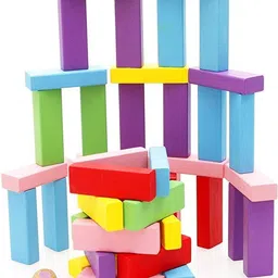 countrylink Jenga Wooden Colorful Building Blocks Educational Game Toy 48 Pcs image 2