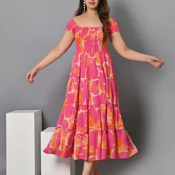 vymo Women Fit and Flare Multicolor Midi/Calf Length Dress-picture-47